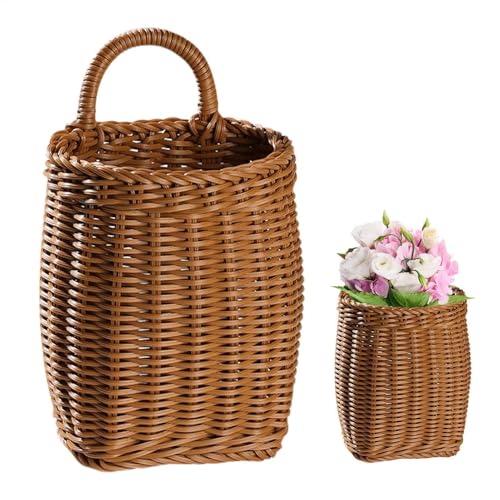 Gewebte Wandkörbe – Hängekörbe aus Rattan, Blumenkorb für die Eingangstür, handgemachte Caddys, Gemüsekorb zum Aufhängen von LearnLyrics