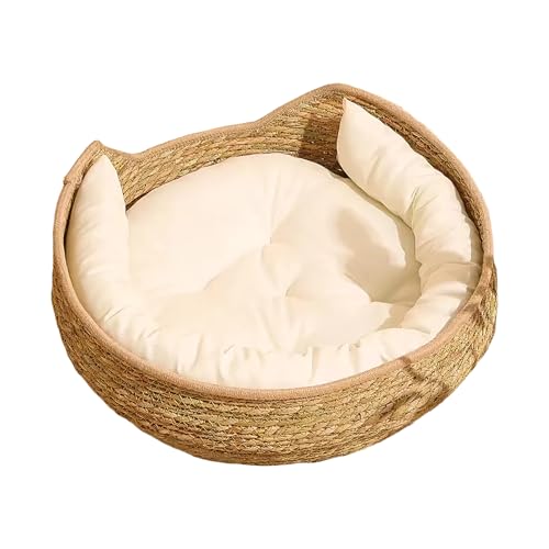 Katze gewebtes Nest - Tierbett mit Kissen und Kissen, langlebige Anti -Griffin -Möbel, bequemes Schlafen, Innenausstattung | Weiches Kissenkätzchen, Welpe, Hund, Schlafzimmer, Wohnzimmer, Wohnung von LearnLyrics