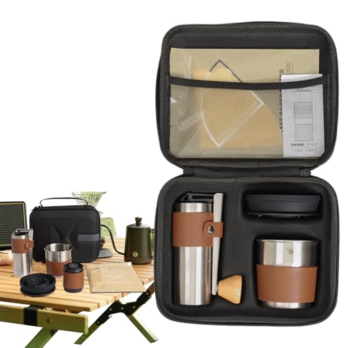 LearnLyrics Camping Kaffeemaschine | Filterkaffeemaschine - Multifunktionale Bohnenmühle Tragbares Zubehörset Für Zuhause Auto Picknick von LearnLyrics