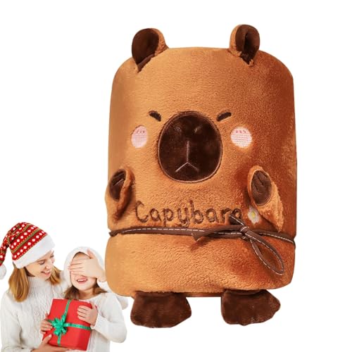 LearnLyrics Capibara Decke, Capibara Kapuzendecke | Umhang mit Kapuze süße Decke | gemütliche Decke, tragbare Capybara-Decke, übergroße Reisedecke mit von LearnLyrics