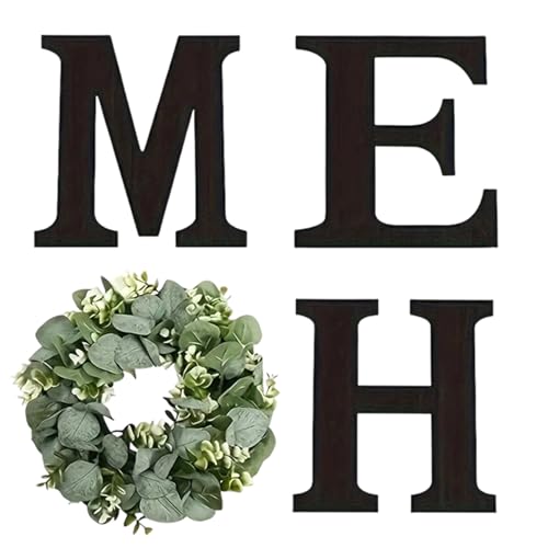 LearnLyrics Home Wall Zeichen | Holzbuchstaben | Rustikaler mit künstlicher Eukalyptuskrone für den Eingang des Küche Wohnzimmer zum Hochzeitshaus. von LearnLyrics
