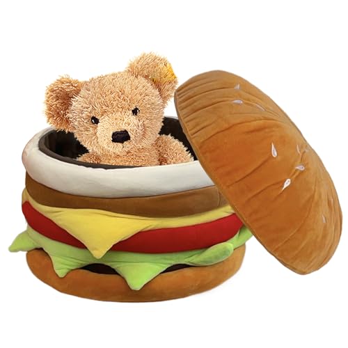 LearnLyrics Ottomane mit Aufbewahrung, Stauraum Ottomane - Eitelkeithocker Hamburger Form - Schuhwechselhocker für Eingangsschlafzimmer, multifunktionale Fußstütze von LearnLyrics