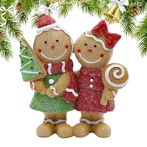 Lebkuchenfigur | Winterpaar Figuren Tischstück | Weihnachtsdeko für Schreibtisch Esstisch | Schlafzimmer Kamin von LearnLyrics