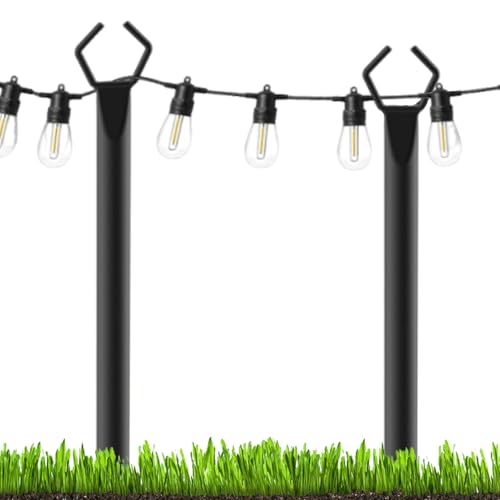 Lichterkettenstangen – robuste Befestigungsstangen für den Außenbereich, Teleskop-Hinterhofpfosten | verstellbare Höhe, Design mit Klemmsockel, Bodenfunktion, rostbeständige Halterungen zum Aufhängen von LearnLyrics