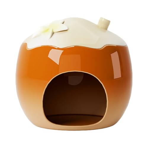Mini-Haustier-Unterschlupf aus Keramik, kühlendes Versteck für Hamster, Nistplatz für Hamster, Eichhörnchen, Lemming, Nager, Chinchilla, Lebensraum mit Öffnung für Ruhe, Komfort, Schlafen, Sommer von LearnLyrics