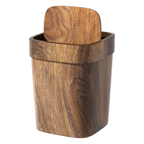 Moderner Abfalleimer aus Holz – rechteckiger Müllbehälterdeckel, geruchsneutrales Küchenbehälter-Design | 12 Liter Müll mit einem Schaukeldeckel, elegant So von LearnLyrics