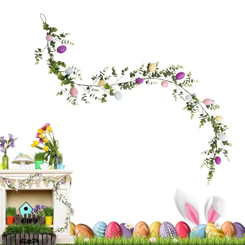 Ostereier-Girlande für Kaminsims, 1,8 m, Tisch-Baumdekoration mit Ei, Heimdekoration, Wand, Osterfrühling, saisonale Dekoration, lebensechte Rebe für Kaminsims Ostereier-Girlande für Kaminsims, 1,8 m, Tisch-Baumdekoration mit Ei, Heimdekoration, Wand, Osterfrühling, saisonale Dekoration, lebensechte Rebe für Kaminsims von LearnLyrics