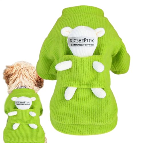 Rollkragenpullover für Hunde, Winterkleidung mit Bärenpuppe, dicke Winterkleidung, kaltes Wetter, warme Haustierkleidung für Welpen von LearnLyrics