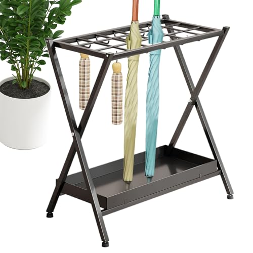 Schirmständer für den Innenbereich für den Eingangsbereich – Schirmständer für den Innenbereich mit 18 Fächern, großer Organizer mit Haken und herausnehmbarem Tablett für den Eingang von LearnLyrics