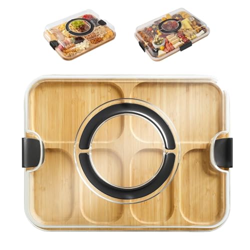 Schneidebetts - Holzschale, Küchenbedarf | Multi Purpose serviert Platte langlebiger Lebensmittelbehälter Stylish Deckel Design funktionaler Snack Präsentation Oberfläche elegantes Käsebrett für Campi von LearnLyrics