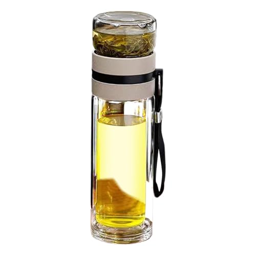 Teeflasche mit Teesieb, Tee-Ei-Wasserflasche,Teebrühbecher mit Teesieb für lose Blätter | Teeflasche aus Glas mit Sieb - 400ml Tee Flasche Teekanne to go - Trinkflasche doppelwandig aus Borosilikatgla von LearnLyrics
