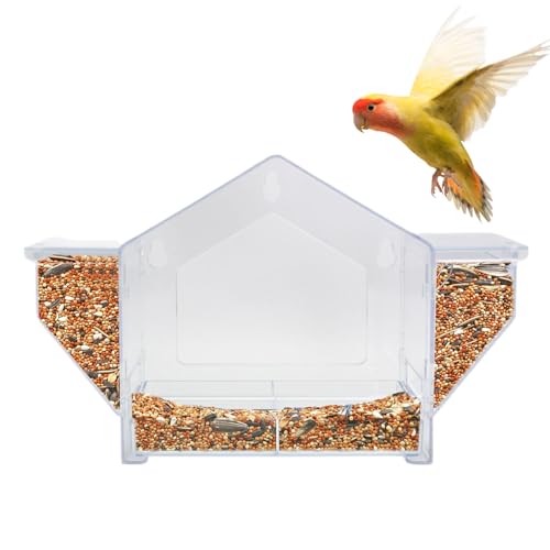 Vogelfutterspender für Fenster, Saugnapf, für den Außenbereich, klare Sicht, Haustier-Vogelfutternest für Spatzen, Aras, Nymphensittiche, Wellensittiche, von LearnLyrics