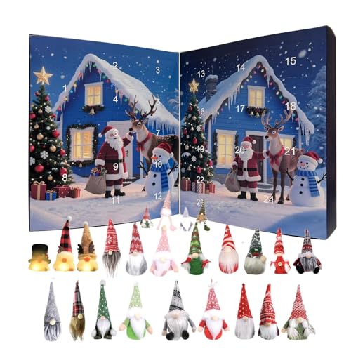 Weihnachtsgnom -Kalender - 24 -Tage -Countdown -Set, Miniatur -Sammlungsfiguren, Urlaubsdekorationskit, lustige Display -Anordnung | Adventscountdown 2025 für Bäume Kränze Geschäfte Auto Geburtstagsfe von LearnLyrics