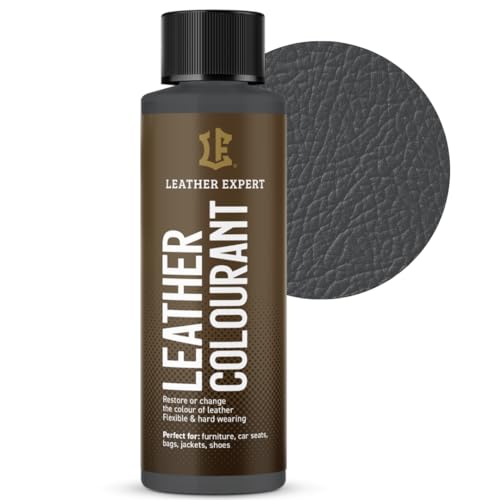 Sehr Deckend Wasser Lederfarbe Dunkelgrau - 50 ml Leather Paint für Natur und ÖkoLeder - Leather Dye Ohne Alkohol für alle Lederaccessoires - Reißt oder Blättert Nicht ab von Leather Expert