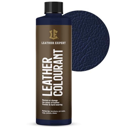 Sehr Deckend Wasser Lederfarbe Dunkelblau - 250 ml Leather Paint für Natur und ÖkoLeder - Leather Dye Ohne Alkohol für alle Lederaccessoires - Reißt oder Blättert Nicht ab von Leather Expert