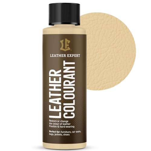 Sehr Deckend Wasser Lederfarbe Goldene Creme - 50 ml Leather Paint für Natur und ÖkoLeder - Leather Dye Ohne Alkohol für alle Lederaccessoires - Reißt oder Blättert Nicht ab von Leather Expert