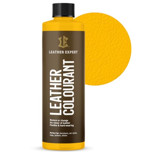 Sehr Deckend Wasser Lederfarbe Goldgelb - 250 ml Leather Paint für Natur und ÖkoLeder - Leather Dye Ohne Alkohol für alle Lederaccessoires - Reißt oder Blättert Nicht ab von Leather Expert