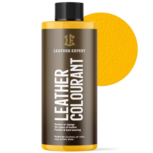 Sehr Deckend Wasser Lederfarbe Goldgelb - 500 ml Leather Paint für Natur und ÖkoLeder - Leather Dye Ohne Alkohol für alle Lederaccessoires - Reißt oder Blättert Nicht ab von Leather Expert