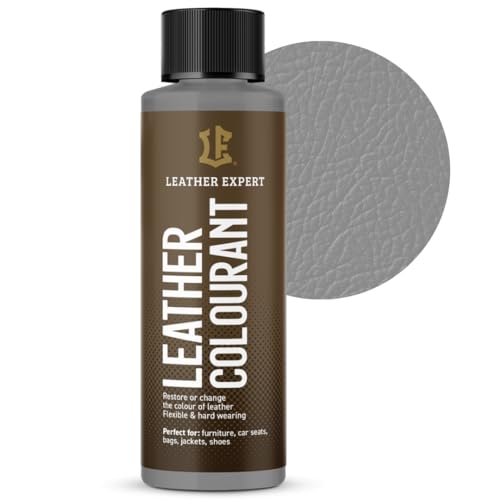 Sehr Deckend Wasser Lederfarbe Grau - 50 ml Leather Paint für Natur und ÖkoLeder - Leather Dye Ohne Alkohol für alle Lederaccessoires - Reißt oder Blättert Nicht ab von Leather Expert