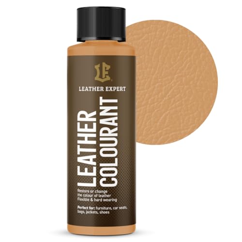 Sehr Deckend Wasser Lederfarbe Hellbraun - 50 ml Leather Paint für Natur und ÖkoLeder - Leather Dye Ohne Alkohol für alle Lederaccessoires - Reißt oder Blättert Nicht ab von Leather Expert