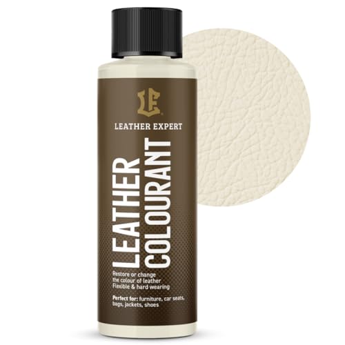 Sehr Deckend Wasser Lederfarbe Helle Sahne - 50 ml Leather Paint für Natur und ÖkoLeder - Leather Dye Ohne Alkohol für alle Lederaccessoires - Reißt oder Blättert Nicht ab von Leather Expert