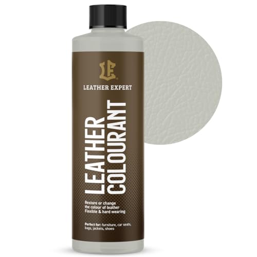 Sehr Deckend Wasser Lederfarbe Hellgrau - 250 ml Leather Paint für Natur und ÖkoLeder - Leather Dye Ohne Alkohol für alle Lederaccessoires - Reißt oder Blättert Nicht ab von Leather Expert