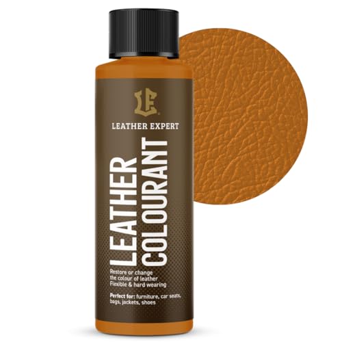 Sehr Deckend Wasser Lederfarbe Leicht gebräunt - 50 ml Leather Paint für Natur und ÖkoLeder - Leather Dye Ohne Alkohol für alle Lederaccessoires - Reißt oder Blättert Nicht ab von Leather Expert