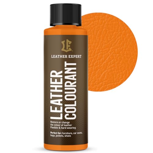 Sehr Deckend Wasser Lederfarbe Orange - 50 ml Leather Paint für Natur und ÖkoLeder - Leather Dye Ohne Alkohol für alle Lederaccessoires - Reißt oder Blättert Nicht ab von Leather Expert