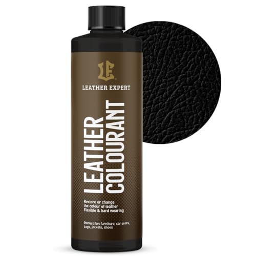 Sehr Deckend Wasser Lederfarbe Schwarz - 250 ml Leather Paint für Natur und ÖkoLeder - Leather Dye Ohne Alkohol für alle Lederaccessoires - Reißt oder Blättert Nicht ab von Leather Expert