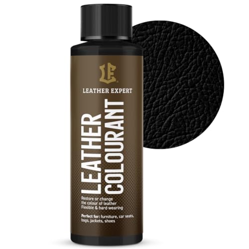 Sehr Deckend Wasser Lederfarbe Schwarz - 50 ml Leather Paint für Natur und ÖkoLeder - Leather Dye Ohne Alkohol für alle Lederaccessoires - Reißt oder Blättert Nicht ab von Leather Expert