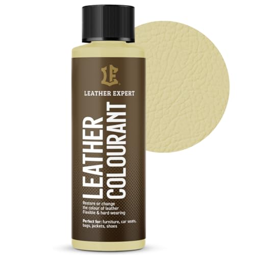 Sehr Deckend Wasser Lederfarbe Sesam-Creme- 50 ml Leather Paint für Natur und ÖkoLeder - Leather Dye Ohne Alkohol für alle Lederaccessoires - Reißt oder Blättert Nicht ab von Leather Expert