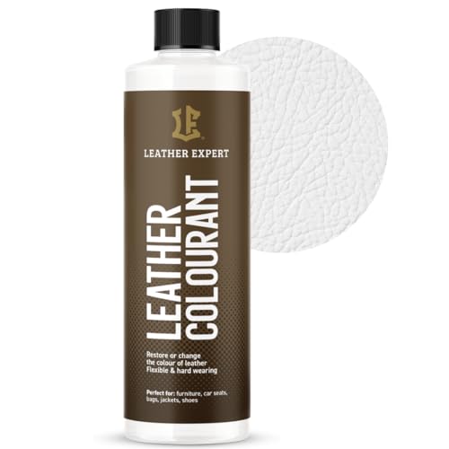 Sehr Deckend Wasser Lederfarbe Weiß - 250 ml Leather Paint für Natur und ÖkoLeder - Leather Dye Ohne Alkohol für alle Lederaccessoires - Reißt oder Blättert Nicht ab von Leather Expert