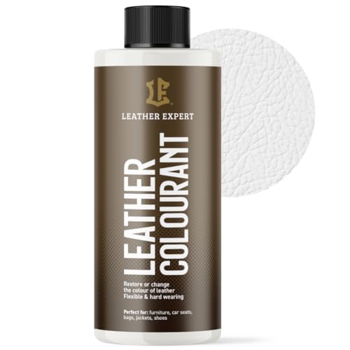 Sehr Deckend Wasser Lederfarbe Weiß - 500 ml Leather Paint für Natur und ÖkoLeder - Leather Dye Ohne Alkohol für alle Lederaccessoires - Reißt oder Blättert Nicht ab von Leather Expert
