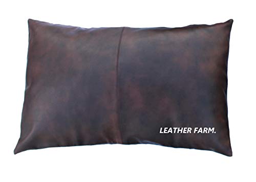 Leather Farm Dicker Echtleder-Kissenbezug, braun (zweifarbig), dekorativ für Couch, Überwurf, Kissenbezug, braun (zweifarbig), Leder-Kissenbezug, einfarbig, 30,5 x 50,8 cm von Leather Farm