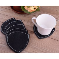 Handgefertigter Lederuntersetzer-Set-6-Teilig, Schwarzer Personalisierter Lederuntersetzer, Runder Untersetzer Lederuntersetzer-Set Aus von LeatherWorldcraft
