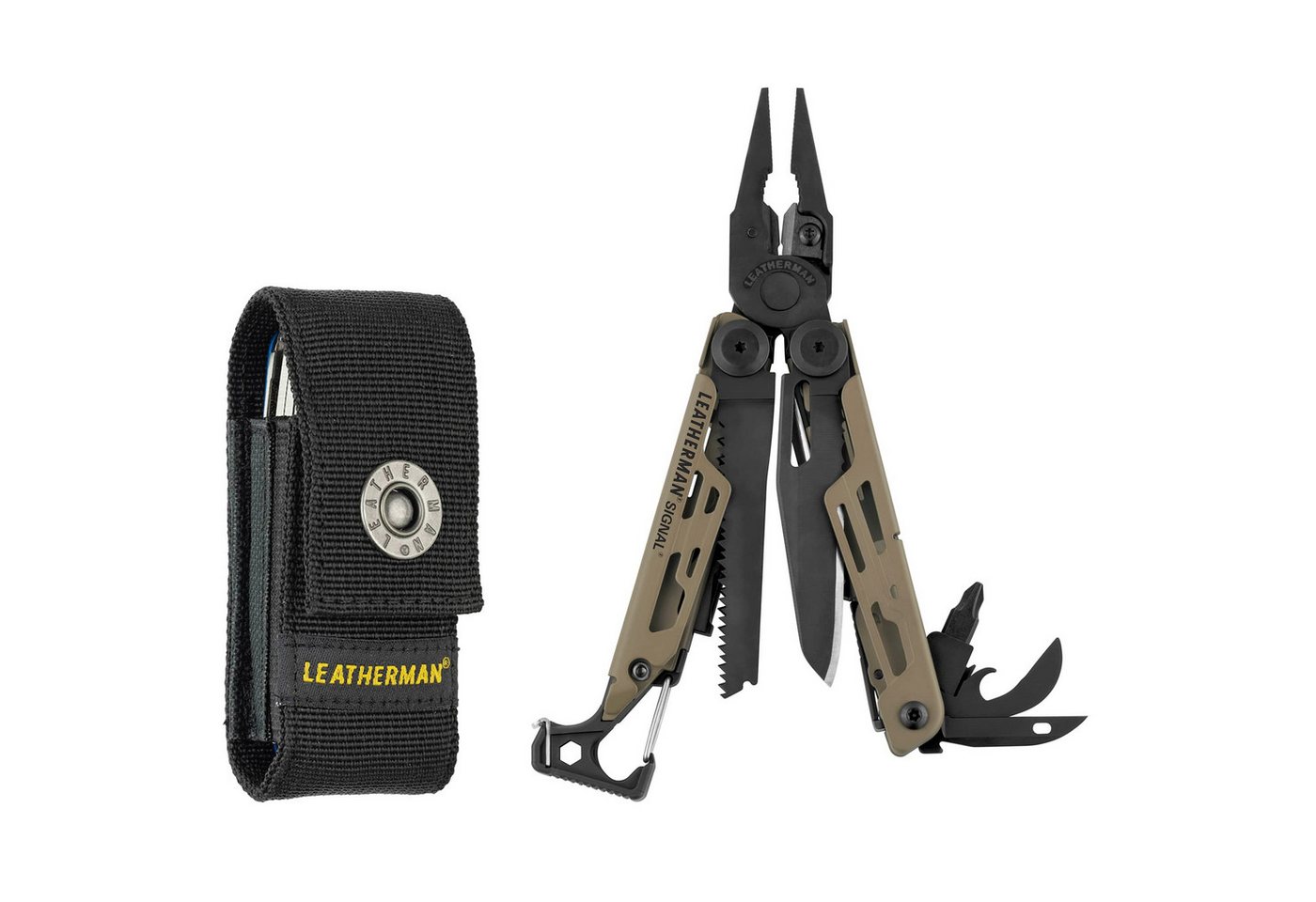 Leatherman Multitool Leatherman Signal Multi-Tool - 19 Tools, Schwarzes Nylonholster, Braun Leatherman Multitool Leatherman Signal Multi-Tool - 19 Tools, Schwarzes Nylonholster, Braun von Leatherman