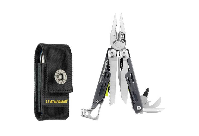Leatherman Multitool Leatherman Signal Multi-Tool - 19 Tools, Schwarzes Nylonholster, Grau von Leatherman