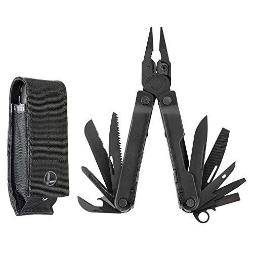 Leatherman Rebar Multi-Tool - 17 feststellbare Werkzeuge für Heimwerker und Camping - Schwarzer Edelstahl mit Molle Holster - Schwarz von LEATHERMAN