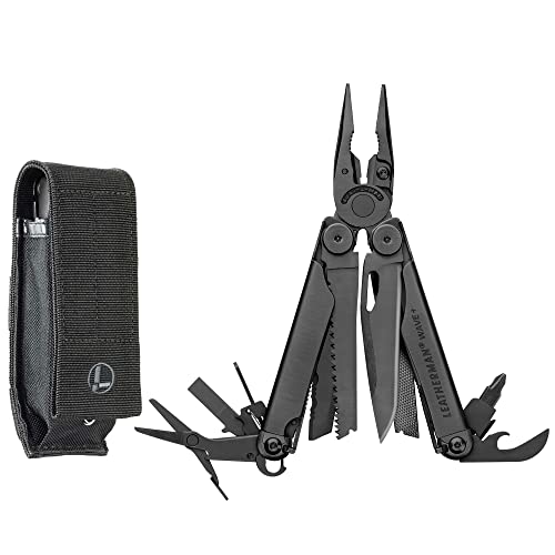 Leatherman Wave Plus Multi-Tool – Hochwertiges Multifunktionswerkzeug mit 18 praktischen Tools – Ideal für den Outdoor- und Camping-Bereich – Schwarz von LEATHERMAN