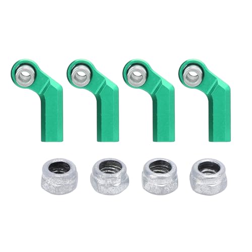 Leatikall 4 Satz Link Rod Ende, Legierung M4 RC Link Rod Ende gekrümmt CW 7mm Kugelgelenk Kopf Set für 1/10 Skala Modell Auto (Grün) von Leatikall