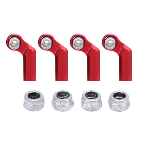 Leatikall 4 Satz Link Rod Ende, Legierung M4 RC Link Rod Ende gekrümmt CW 7mm Kugelgelenk Kopf Set für 1/10 Skala Modell Auto (Rot) von Leatikall