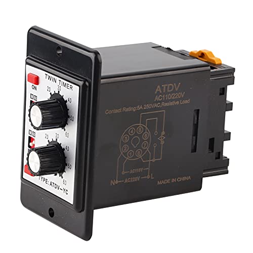 Leatikall Intervall Timer, On Off Twin Timer Relais Knopfs Steuerung Zeit Schalter 6S-60M intermittierende Zeit Tag Nacht oder 24 Stunden (AC (110/220 V)) von Leatikall