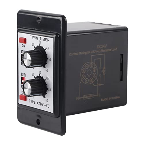 Leatikall Intervall Timer, On Off Twin Timer Relais Knopfs Steuerung Zeit Schalter 6S-60M intermittierende Zeit Tag Nacht oder 24 Stunden (DC24V) von Leatikall