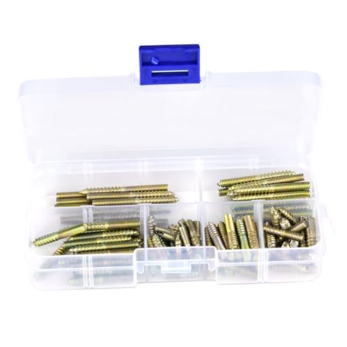 Leatikall M4 Hanger Bolzen, 110pcs M4 Dübelschrauben Doppelköpfige Schrauben Holzbearbeitung Möbelanschluss Doppelendschraube von Leatikall