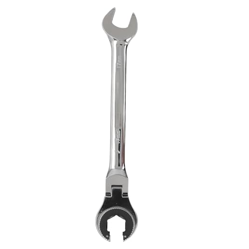 Leatikall Ratcheting Open End Schlüssel, 17mm 8,5 Zoll Ratcheting Open End Schlüssel Cr V Stahlwinkel Verstellbar Flexible 72T Dual Use für Kraftstoffbremse Wechselstrom Rohrmuttern von Leatikall