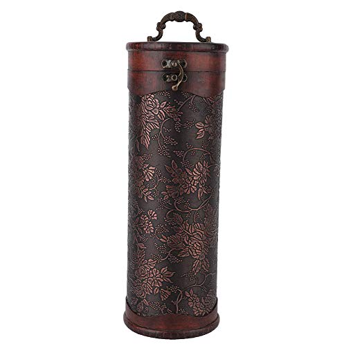 Leatikall Wine Storage Box mit Griff, Vintage Runde Holz Tragbare Einzelne Rotwein Frische Speicher Geschenksbox von Leatikall