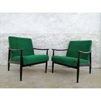 1 Von 2 Vintage Coctail Sessel/ Retro Lounge Sessel/Mid Century Green Cocktail Textilsessel 70Er von LeavesInTreasures