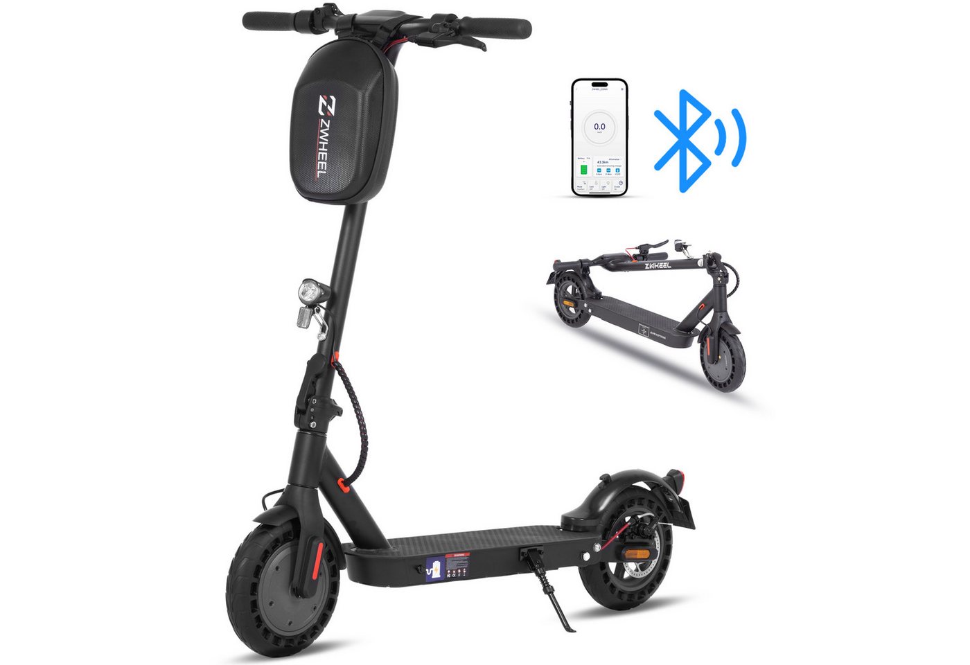 Leawin E-Scooter mit Straßenzulassung, 10'' Elektroroller, Reichweite 35km, klappbar, 500 W, 20 km/h, (mit Schutzblechen), 360Wh, Doppels Bremssystem, Stoßdämpfung, mit Tasche, APP von Leawin