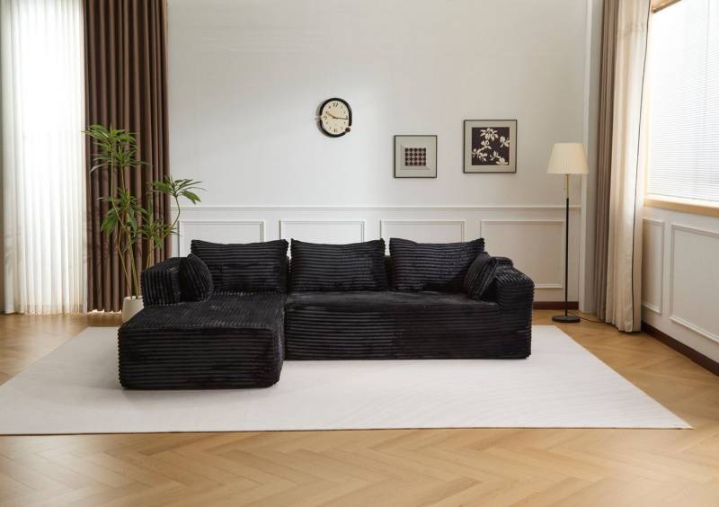 Leawin Ecksofa Modernes Samtcord Schlafsofa, Sofa klein L-Form Couch, 3-Sitzer Ecksofa, Zweisitzer+Chaiselongue, kleine Wohnlandschaft von Leawin