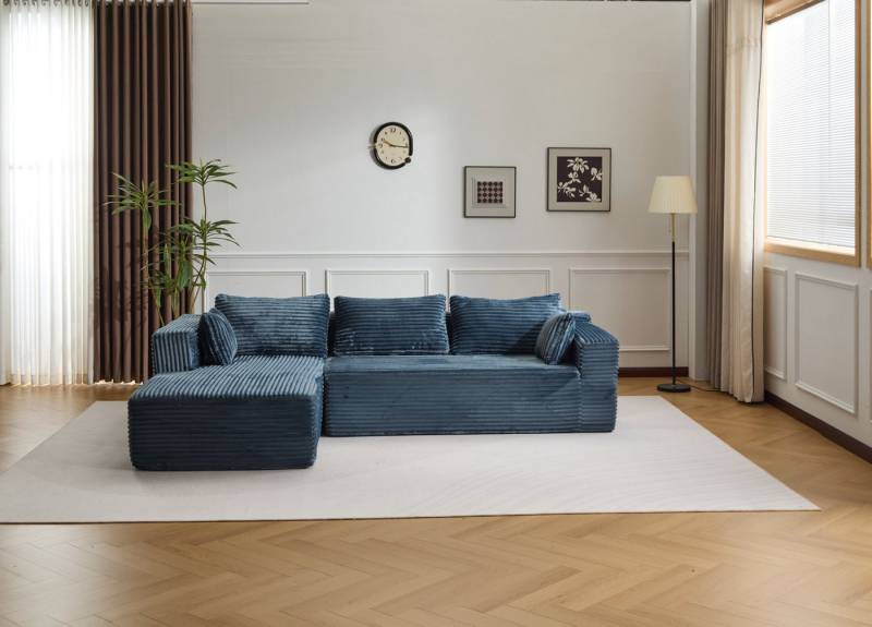 Leawin Ecksofa Modernes Samtcord Schlafsofa, Sofa klein L-Form Couch, 3-Sitzer Ecksofa, Zweisitzer+Chaiselongue, kleine Wohnlandschaft von Leawin